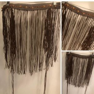 ONE OF A KIND 🌴 HAND CRAFTED GENUINE LEATHER FRINGE WRAP SKIRT